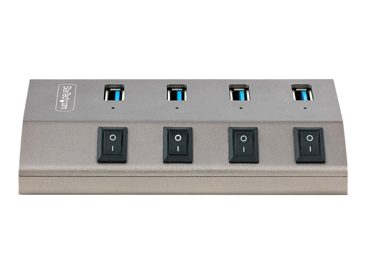 StarTech.com 4-Port Self-Powered USB-C Hub with Individual OnOff Switches, USB 3.0 5Gbps Expansion Hub wPower Supply, DesktopLaptop USB-C to USB-A Hub, 4x BC 1.2 (1.5A)