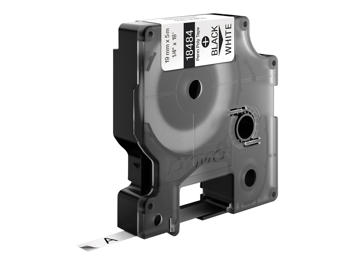 Dymo IND - Polyester - permanenter Klebstoff - Schwarz auf Weiß - Rolle (1,9 cm x 5 m)