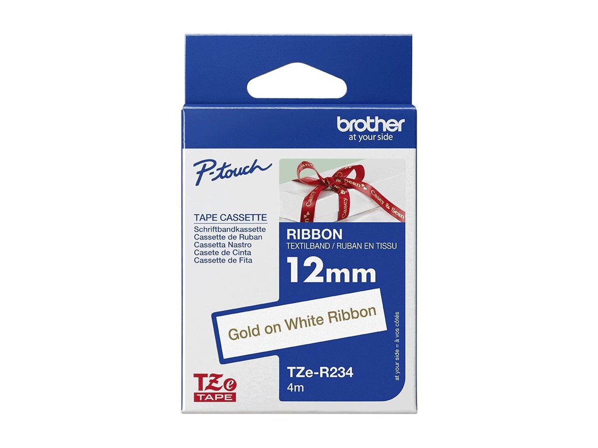 Brother TZe-R234 - Gold auf Weiß - Rolle (1,2 cm x 4 m)