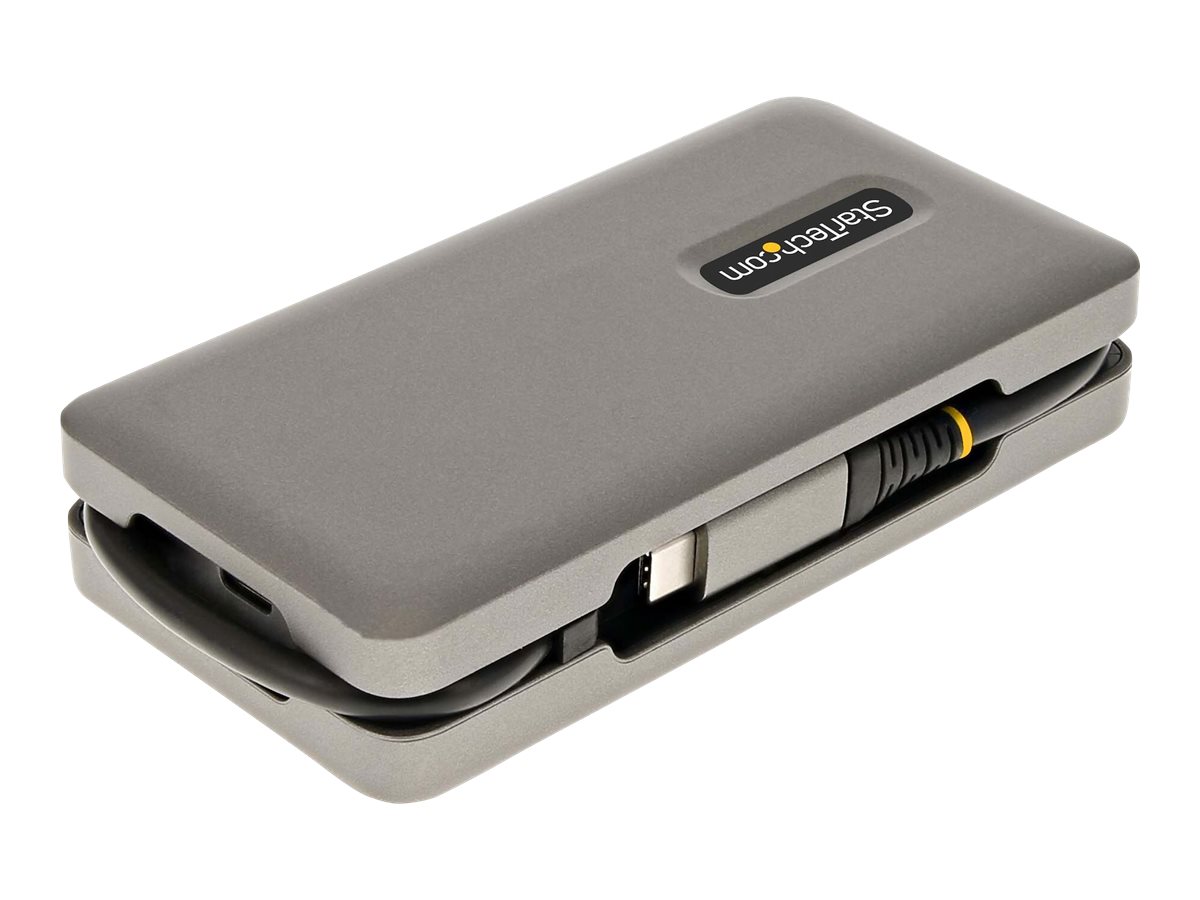 StarTech.com USB-C Multiport Adapter, HDMIVGA, 4K 60Hz Video, 3-Port USB Hub, 100W Power Delivery Pass-Through, GbE, USB Type-C Travel Dock w Charging, 1ft30cm Wrap-Around Cable - Mini Laptop Docking Station (DKT31CVHPD3)