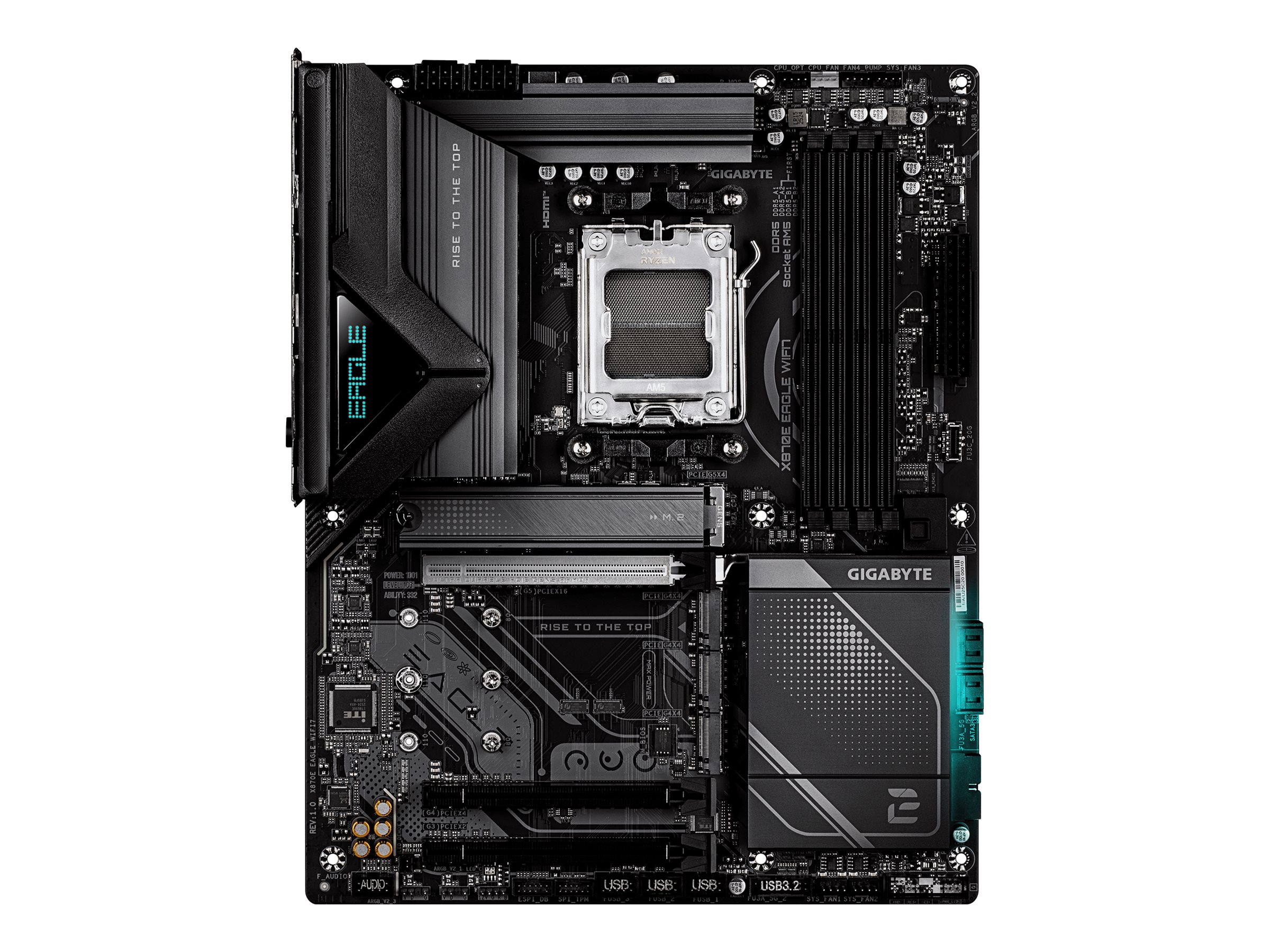 Gigabyte X870E EAGLE WIFI7 - Motherboard - ATX - Socket AM5 - AMD X870E Chipsatz - USB4, USB 3.2 Gen 1, USB-C 3.2 Gen 2x2, USB 3.2 Gen 2 - 5 Gigabit Ethernet, Wi-Fi 7, Bluetooth - Onboard-Grafik (CPU erforderlich)