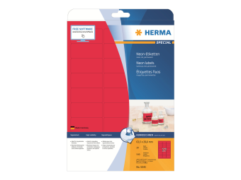 HERMA Special - Papier - matt - permanent selbstklebend - Luminous Red - 63.5 x 29.6 mm 540 Etikett(en) (20 Bogen x 27)