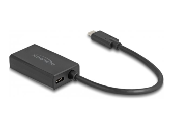 Delock Videoadapter - HDMI 24 pin USB-C weiblich zu 24 pin USB-C männlich - 15 cm - Schwarz - USB-Stromversorgung (100 W)