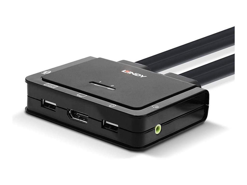 Lindy 2 Port DisplayPort 1.2, USB Type C, USB