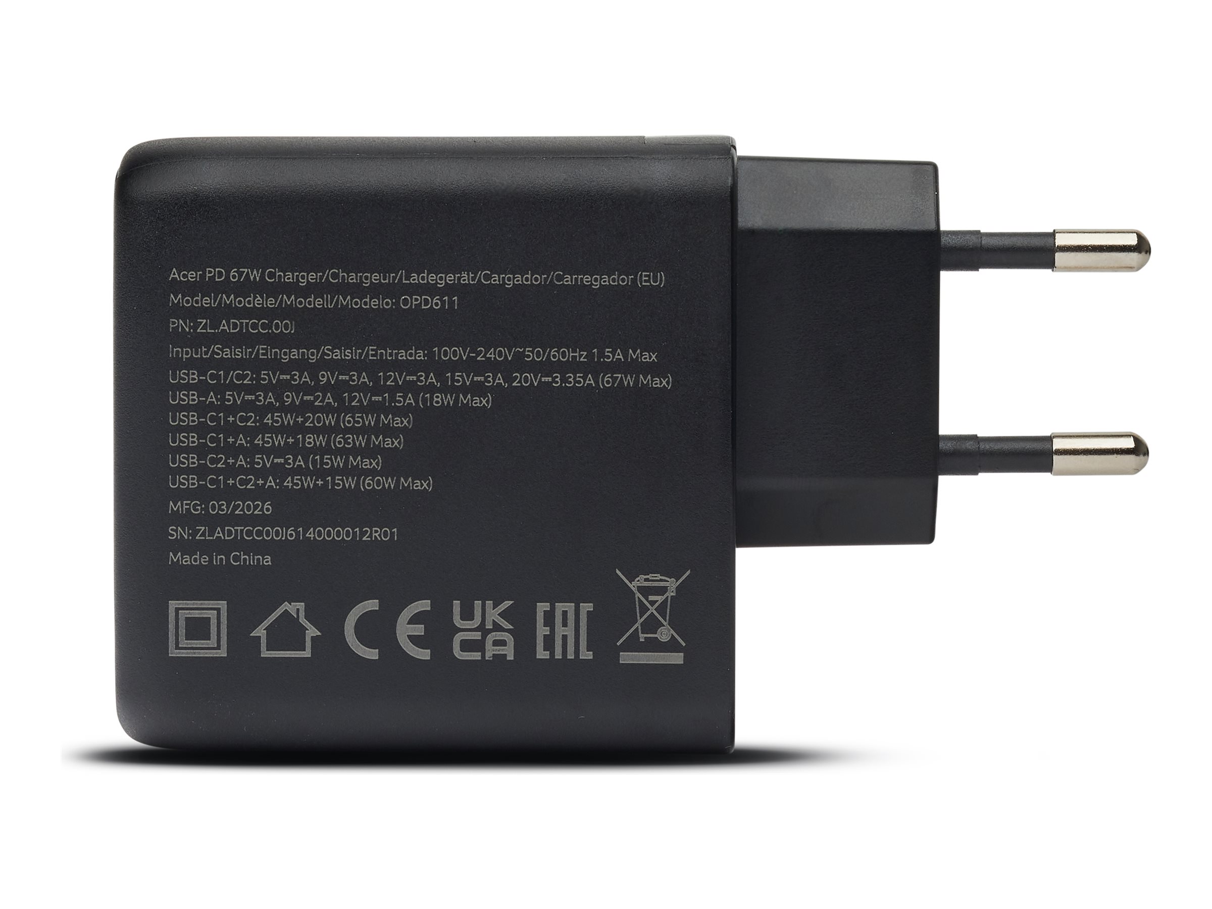 Acer OPD611 - USB-C Netzteil - GaN2 - AC - 67 watt