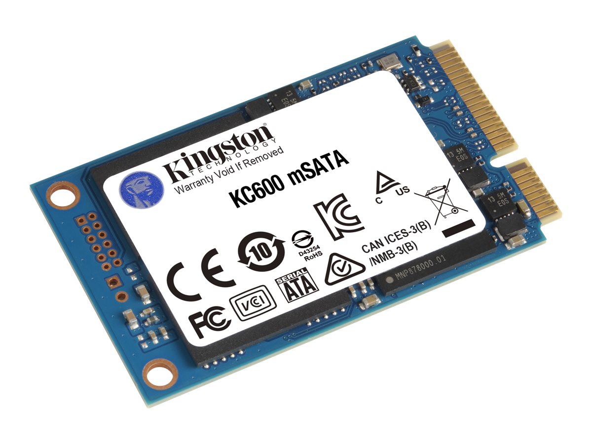 Kingston KC600 - SSD - verschlüsselt - 512 GB - intern - mSATA - SATA 6Gbs - 256-Bit-AES - TCG Opal Encryption, Self-Encrypting Drive (SED)