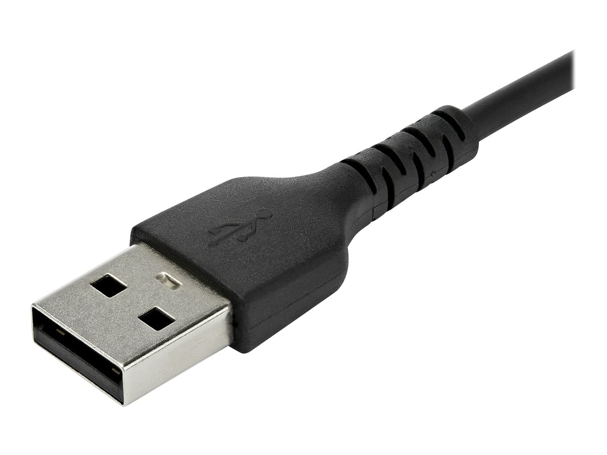 StarTech.com StarTech 2m USB-A auf USB-C Ladekabel - Dauerhaftes USB 2.0 auf USB Typ-C Datenübertragungs- und Schnellladekabel - Robuster TPE-Mantel Aramidfaser, MM, 3A - Schwarz (RUSB2AC2MB)