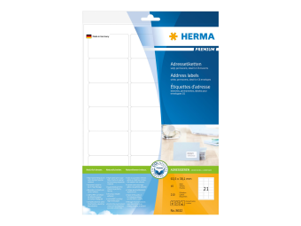 HERMA Premium - Papier - matt - permanent selbstklebend - weiß - 63.5 x 38.1 mm 210 Etikett(en) (10 Bogen x 21)