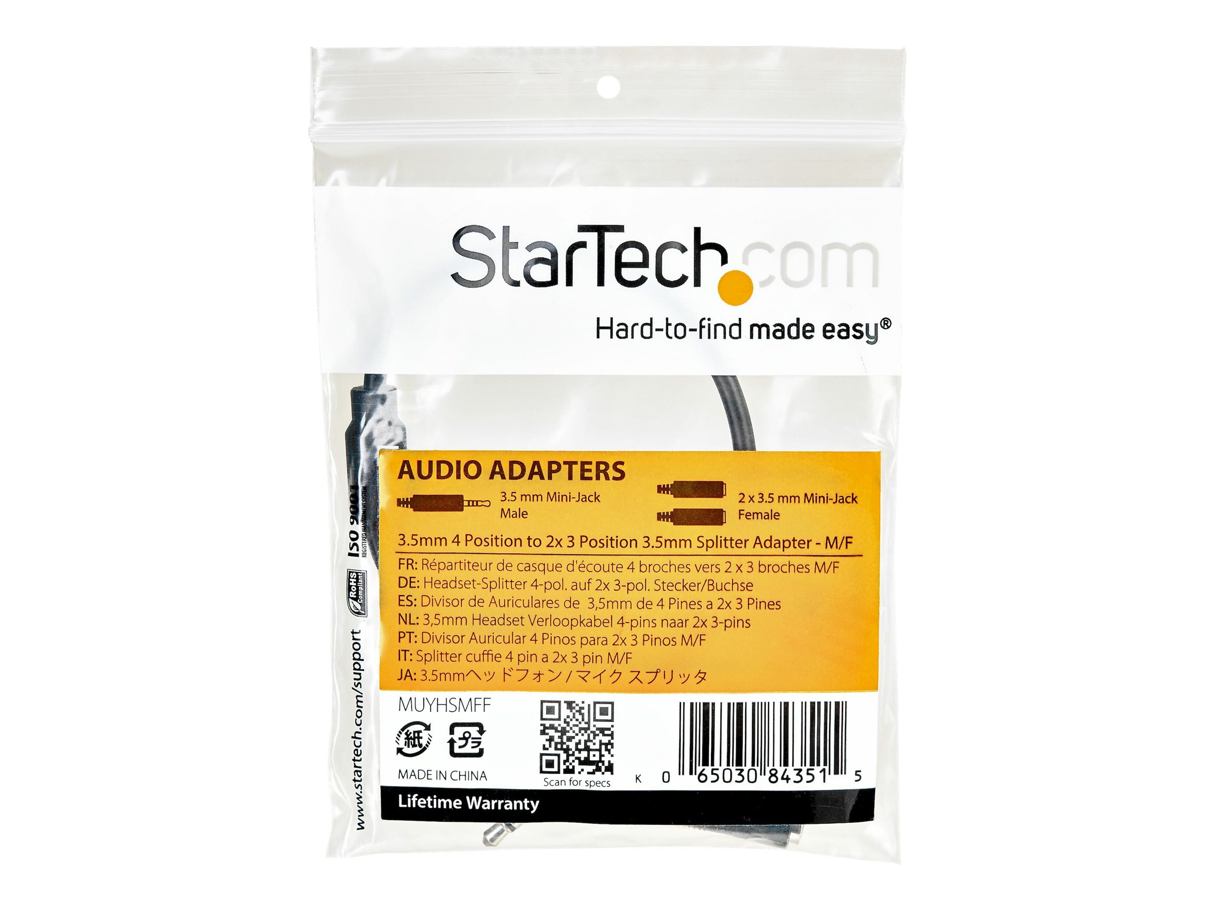 StarTech.com Startech 4 Position to 2x 3 Position 3.5mm Headset