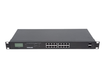 Intellinet 16-Port Gigabit Ethernet PoE+ Switch with 2 SFP Ports LCD Display IEEE 802.3ataf Power over Ethernet (PoE+PoE)
