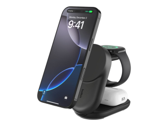 Belkin UltraCharge - Kabelloses Ladegerät - 3-in-1, magnetisch, faltbar, mit Qi2 + AC-Netzteil