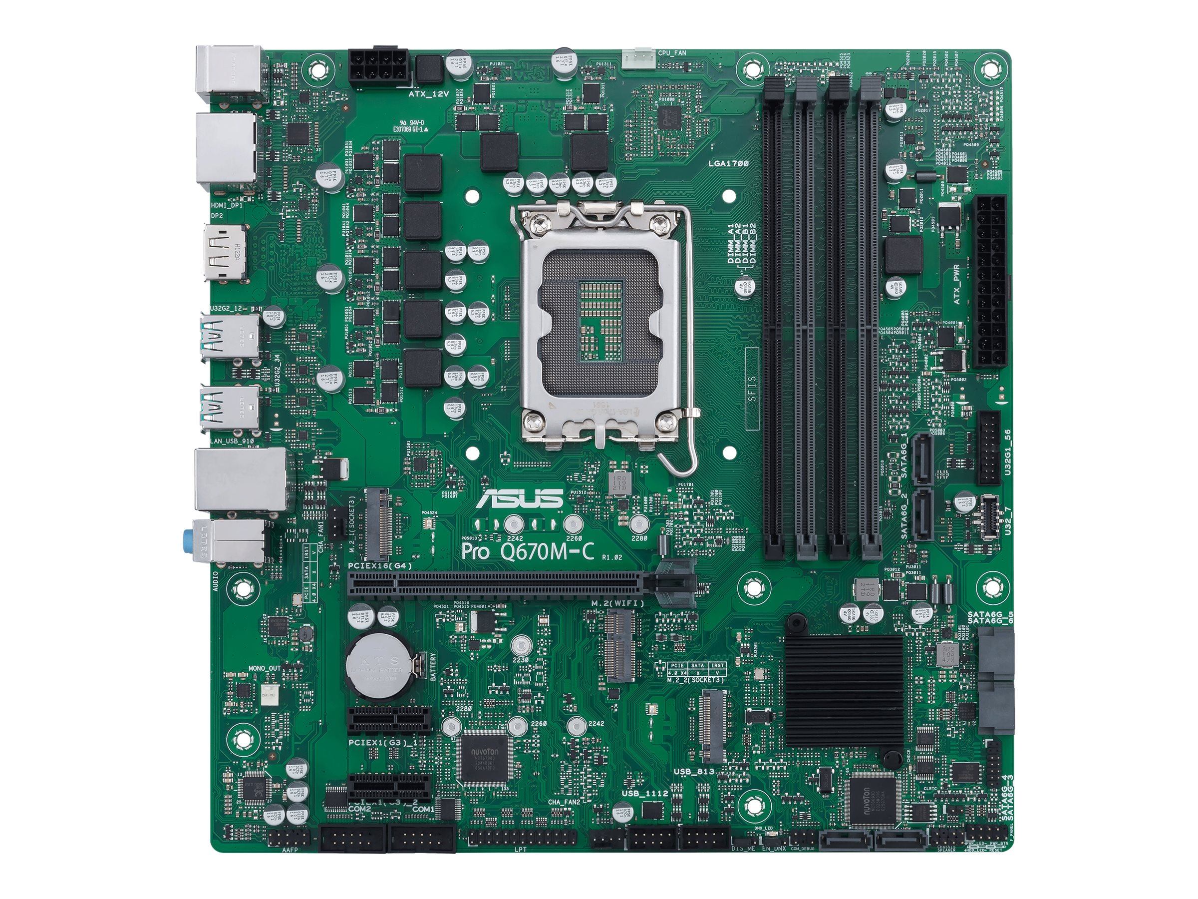 ASUS Pro Q670M-C-CSM - Motherboard - micro ATX - LGA1700-Sockel - Q670 Chipsatz - USB 3.2 Gen 2 USB-C Gen1 USB 3.2 Gen 1 - Gigabit LAN - Onboard-Grafik (CPU erforderlich)