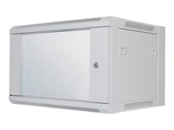 Intellinet Network Cabinet Wall Mount (Standard) 6U Usable Depth 260mmWidth 510mm Grey Flatpack Max 60kg Metal & Glass Door Back Panel Removeable Sides Suitable also for use on desk or floor 19 Parts for wall install (eg screwsrawl plugs)