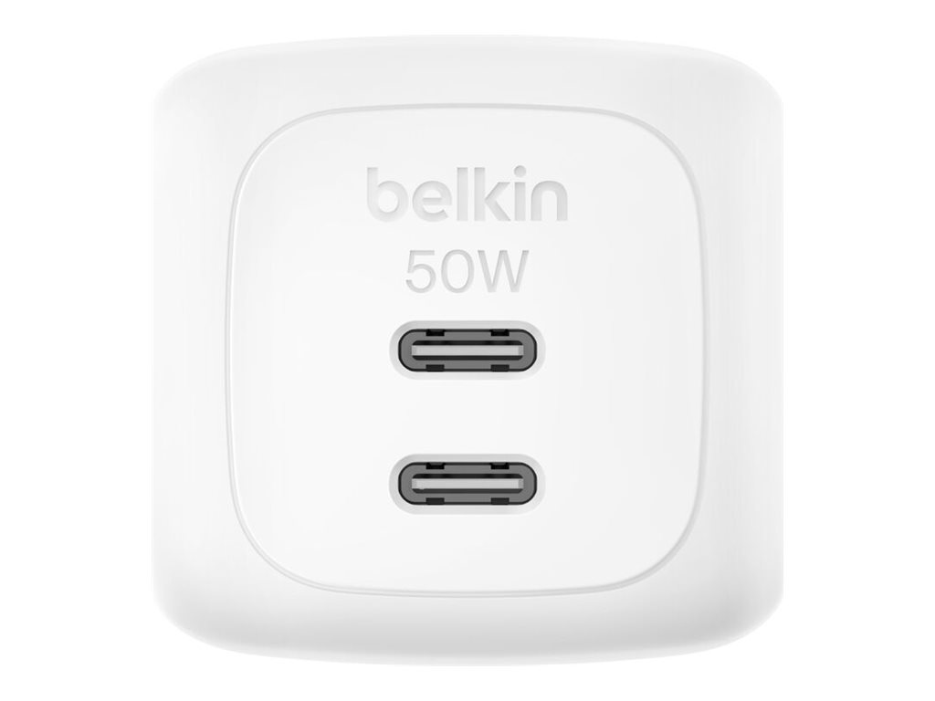 Belkin BoostCharge Pro - Netzteil - GaN - 50 Watt - Fast Charge, PD 3.1PPS - 2 Ausgabeanschlussstellen (2 x USB-C)