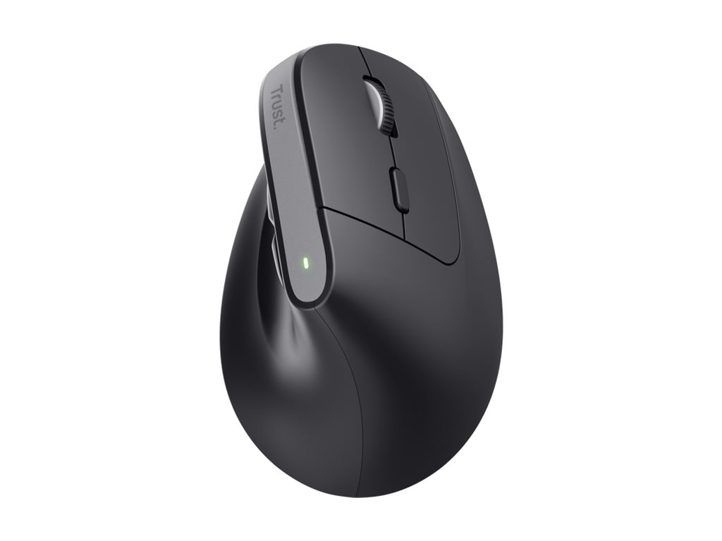 Trust Bayo+ - Vertikale Maus - ergonomisch - Für Rechtshänder - optisch - 6 Tasten - kabellos - 2.4 GHz - kabelloser Empfänger (USB)