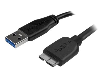 StarTech.com 3m schlankes SuperSpeed USB 3.0 A auf Micro B Kabel - StSt - USB 3.0 Anschlusskabel - Schwarz - USB-Kabel - Micro-USB Typ B (M)