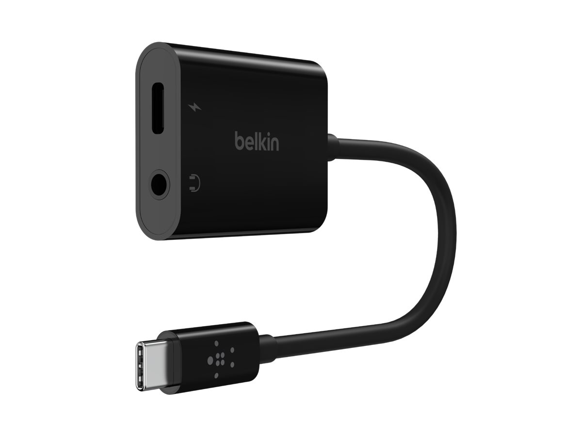 Belkin RockStar - USB-C zu Kopfhöreranschluss  Ladeadapter - USB-C männlich zu Mini-Stecker, USB-C weiblich - 19.6 cm - USB Power Delivery (60W)