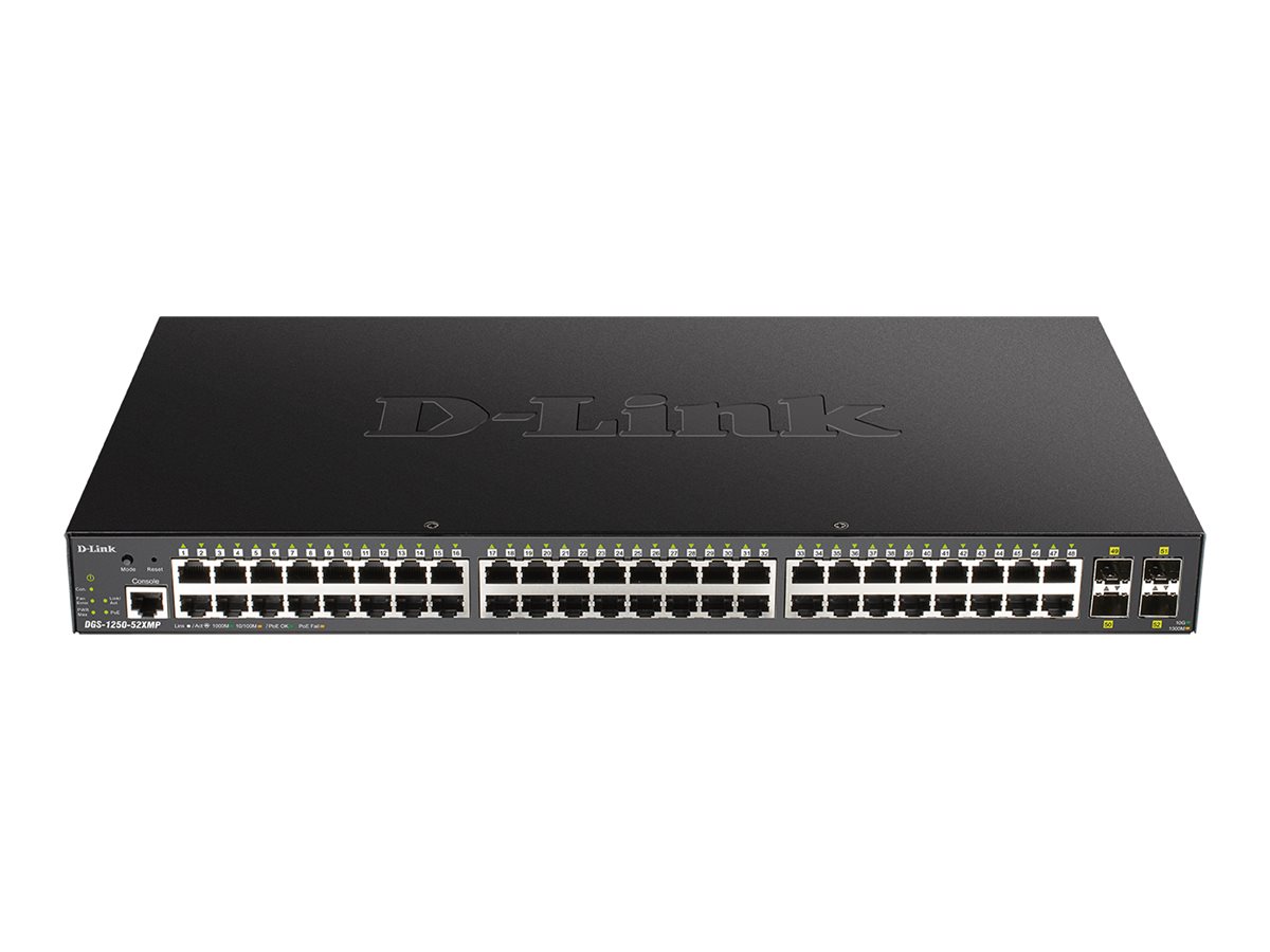 D-Link DGS 1250-52XMP - Switch - L3 Lite - Smart - 48 x 101001000 (PoE)