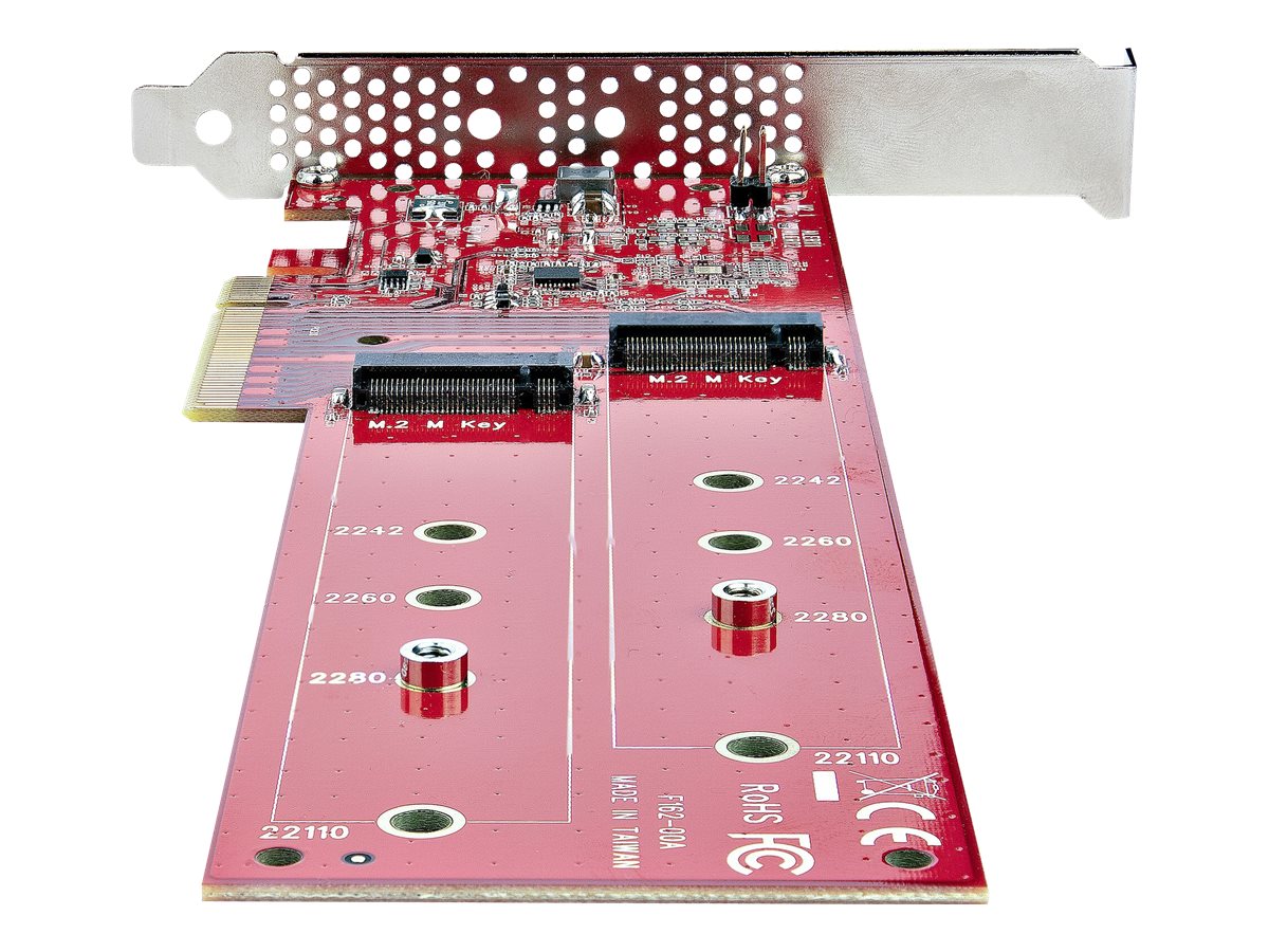 StarTech.com Dual M 2 PCIe AdapterKarte, PCIe x8 x16 auf Dual AHCI oder NVMe M.2 SSDs, PCI Express 4.0, 7,8GBs pro Laufwerk, Bifurkation Erforderlich - WindowsLinux Kompatibel (DUAL-M2-PCIE-CARD-B)