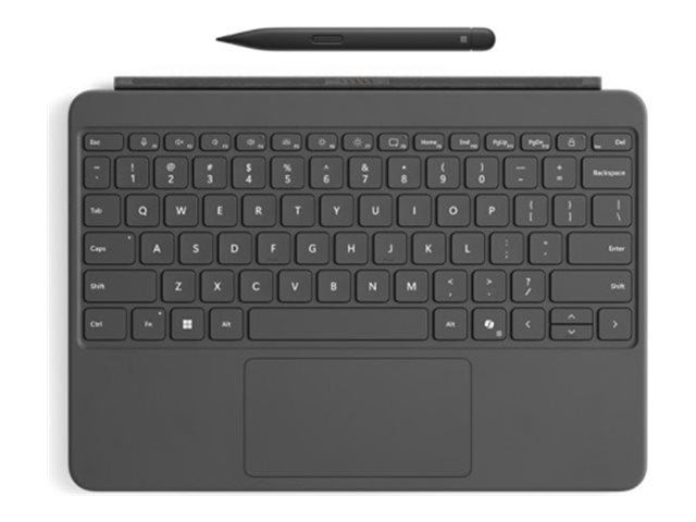 "Microsoft Surface Pro Keyboard - 12-inch - Tastatur - mit Touchpad, Beschleunigungsmesser - hinterleuchtet - magnetische Dockingstation - QWERTZ - Deutsch - Slate - 70% Recyclingpapier-basierte Verpackung - mit Slim Pen - für Surface Pro Copilot+ PC for 
