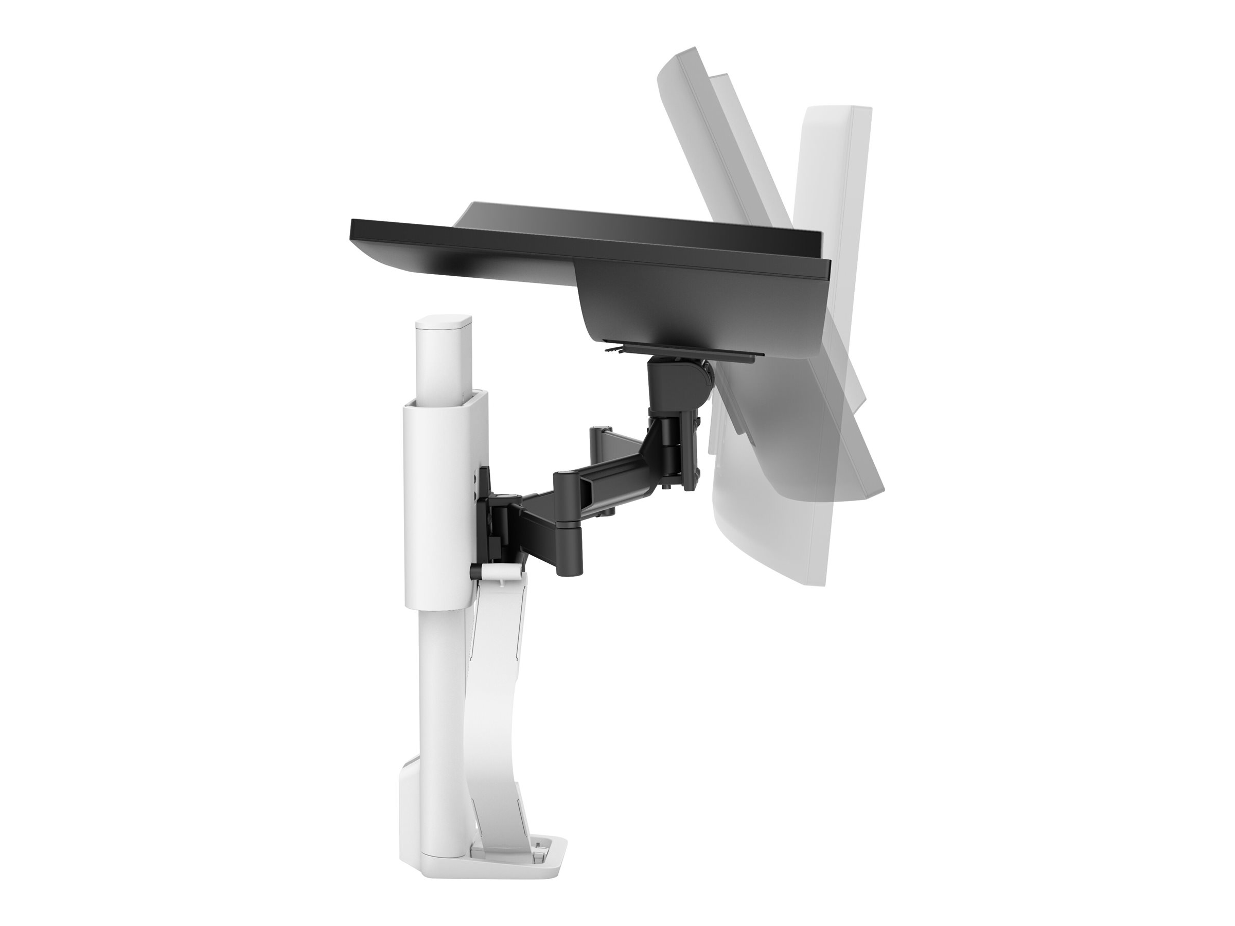 Ergotron TRACE - Befestigungskit (Pivot, Basis, VESA-Abstandshalter, Hubsäule, Verlängerungsarm, 2-teilige Tischklemme, Kabelmanagement-Kanal) - Konstante Krafttechnologie - für LCD-Display - weiß - Bildschirmgröße 54.6-96.5 cm (21.5-38")