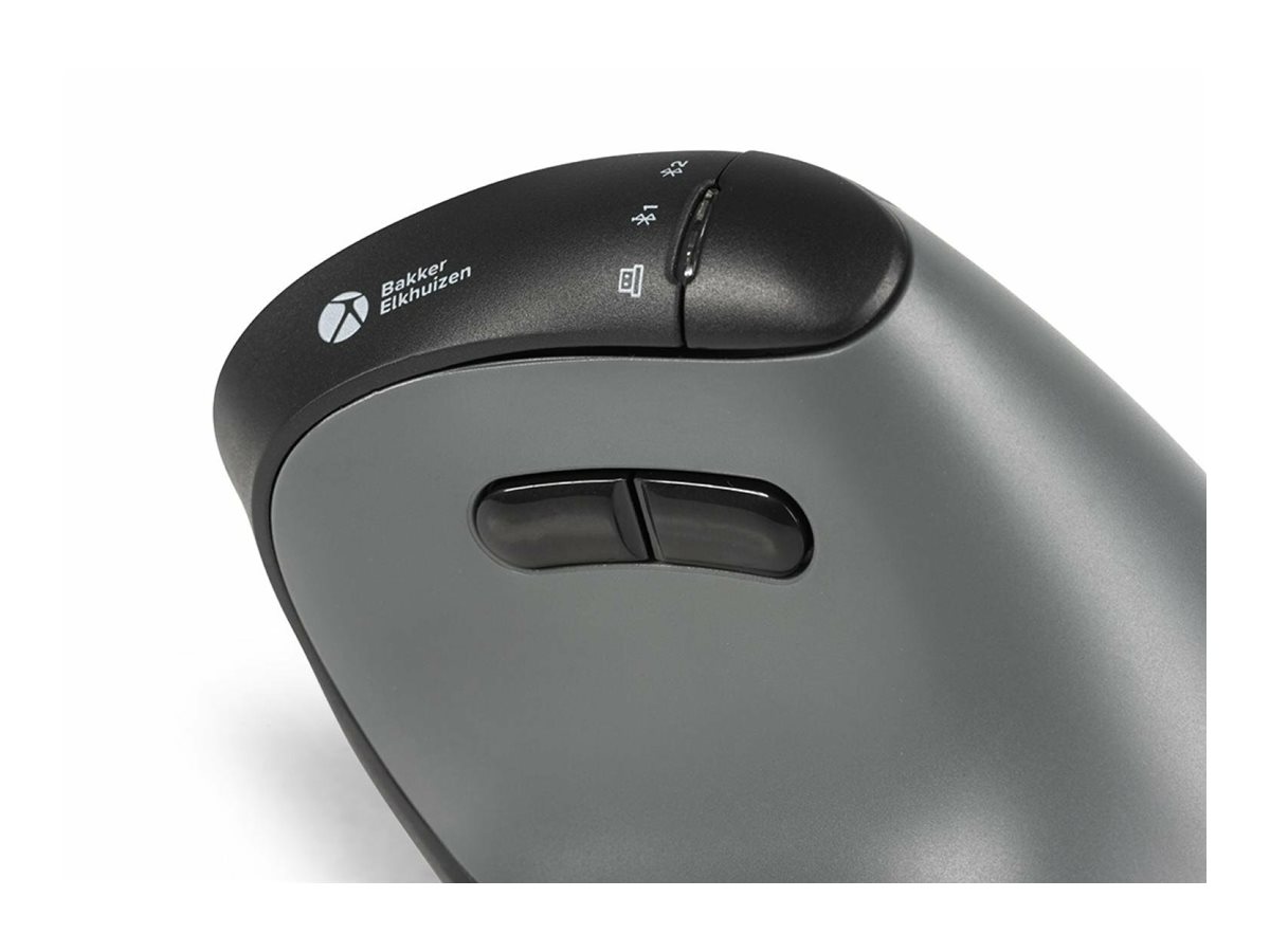 Bakker FastForward - Vertikale Maus - high-speed scroll, tilt wheel, silent click - ergonomisch - Für Rechtshänder - optisch - 8 Tasten - kabellos, kabelgebunden - 2.4 GHz, USB-C, Bluetooth 5.1 - kabelloser Empfänger (USB)