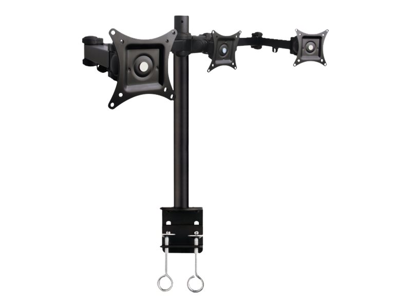 Techly Befestigungskit (Spannbefestigung für Tisch, Mantelrohr, Schwenkarm) - für 3 LCD-Anzeigen - Schwarz - Bildschirmgröße 33-61 cm (13"-24")