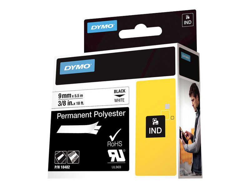 Dymo Polyester - Schwarz auf Weiß - Rolle (0,9 cm x 5,5 m)