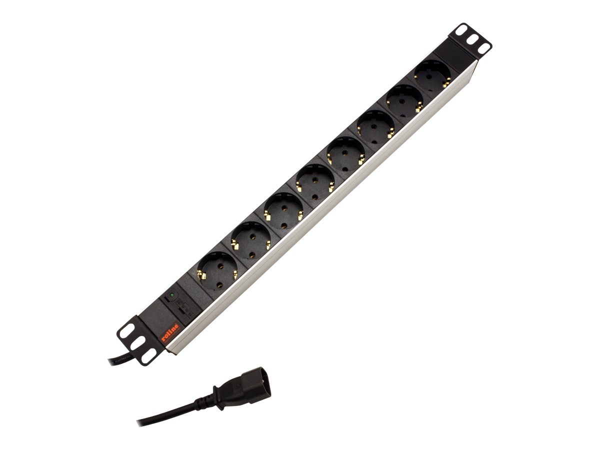 ROLINE Steckdosenleiste (Rack - einbaufähig) - 250 V - 2300 Watt - Eingabe, Eingang IEC 60320 C14 - Ausgangsanschlüsse 8 - 1U - 48.3 cm (19")