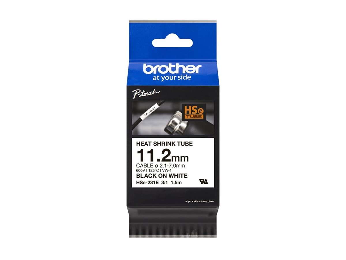 Brother HSe-231E - Schwarz auf Weiß - Rolle (1,12 cm x 1,5 m)