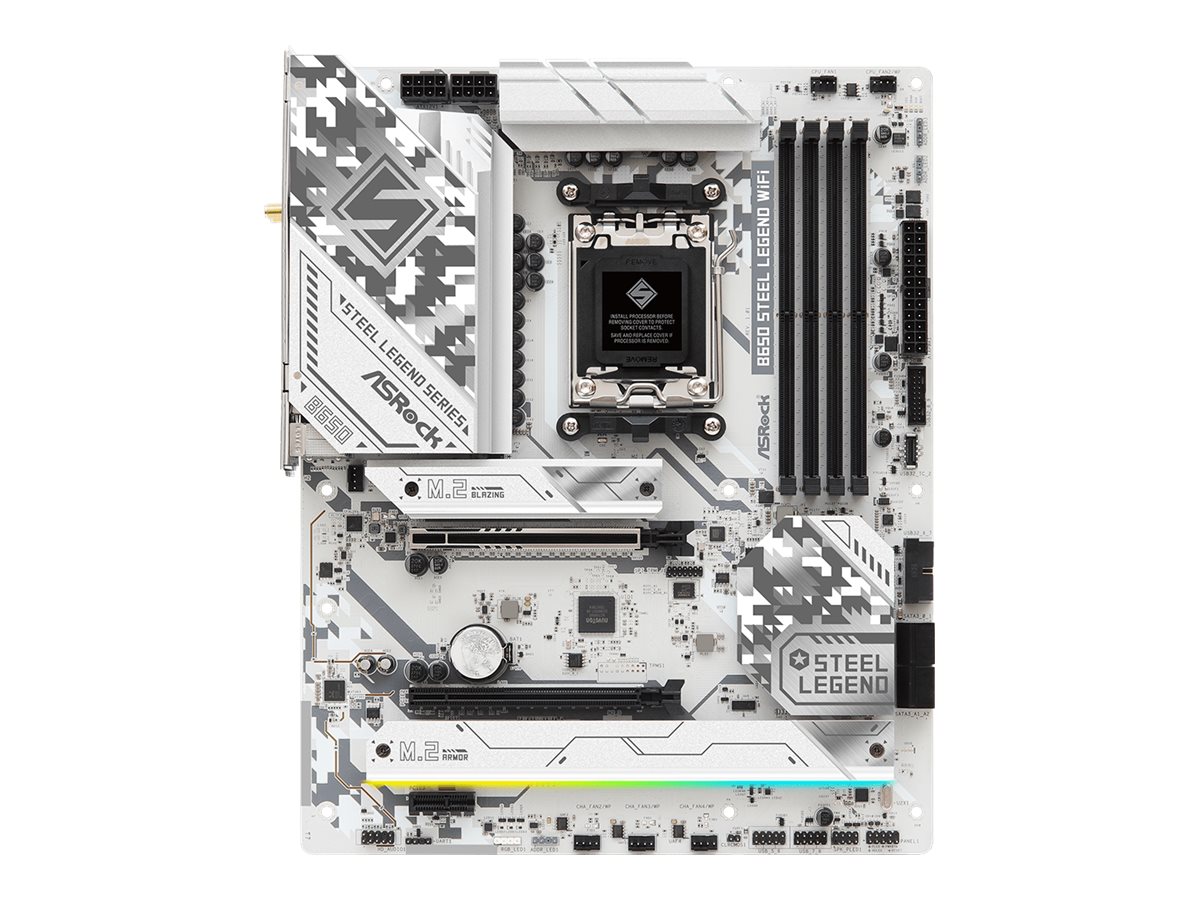 ASRock B650 Steel Legend WiFi - Motherboard - ATX - Socket AM5 - AMD B650 Chipsatz - USB-C 3.2 Gen 2x2, USB 3.2 Gen 2, USB-C 3.2 Gen 1, USB 3.2 Gen 1 - 2.5 Gigabit LAN, Wi-Fi 6E, Bluetooth - Onboard-Grafik (CPU erforderlich)
