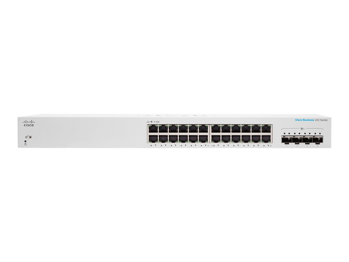 Cisco Business 220 Series CBS220-24T-4X - Switch - Smart - 24 x 101001000 + 4 x 10 Gigabit SFP+ (Uplink)