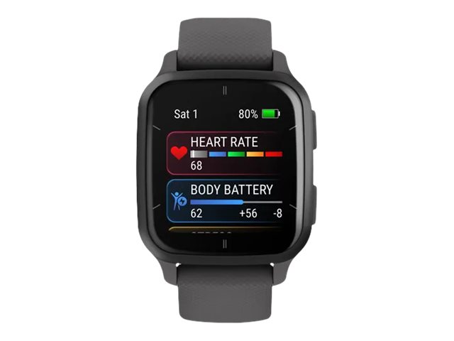 Garmin Venu Sq 2 - 40 mm - Dunkelgrau - intelligente Uhr mit Band - Silikon - Shadow Gray - Handgelenkgröße 125-190 mm - Anzeige 3.59 cm (1.41")