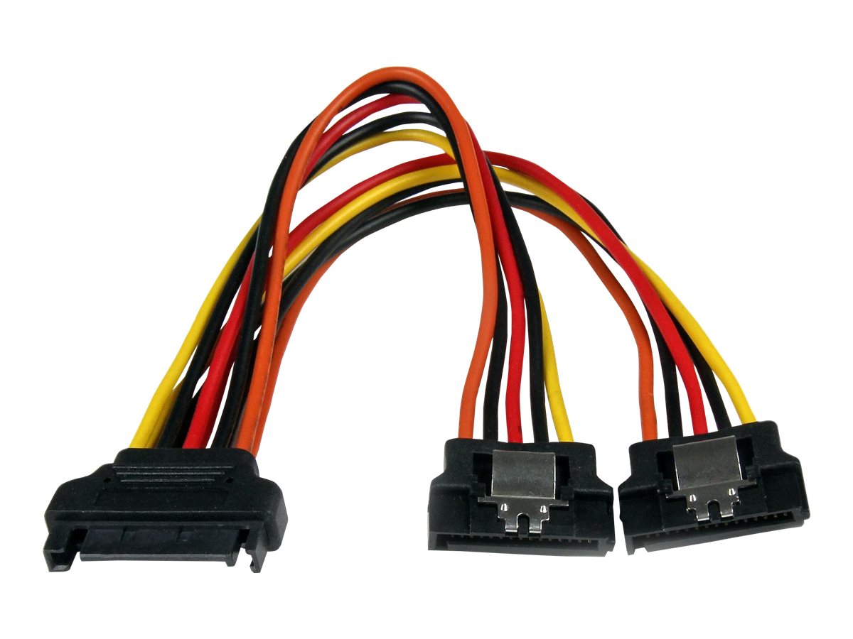 StarTech.com SATA Y-Strom-Adapterkabel mit Verriegelungs Clip 15cm - S-ATA Y Splitter Stromkabel StBu - Serial ATA 15pin Y-Adapter - Netz-Splitter - SATA-Stromstecker (M)