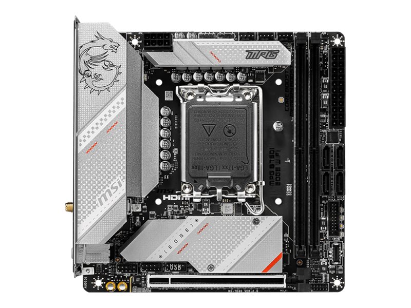 MSI MPG B760I EDGE WIFI - Motherboard - Mini-ITX - LGA1700-Sockel - B760 Chipsatz - USB 3.2 Gen 2, USB 3.2 Gen 1, USB-C 3.2 Gen2 - 2.5 Gigabit LAN, Wi-Fi 6E, Bluetooth - Onboard-Grafik (CPU erforderlich)
