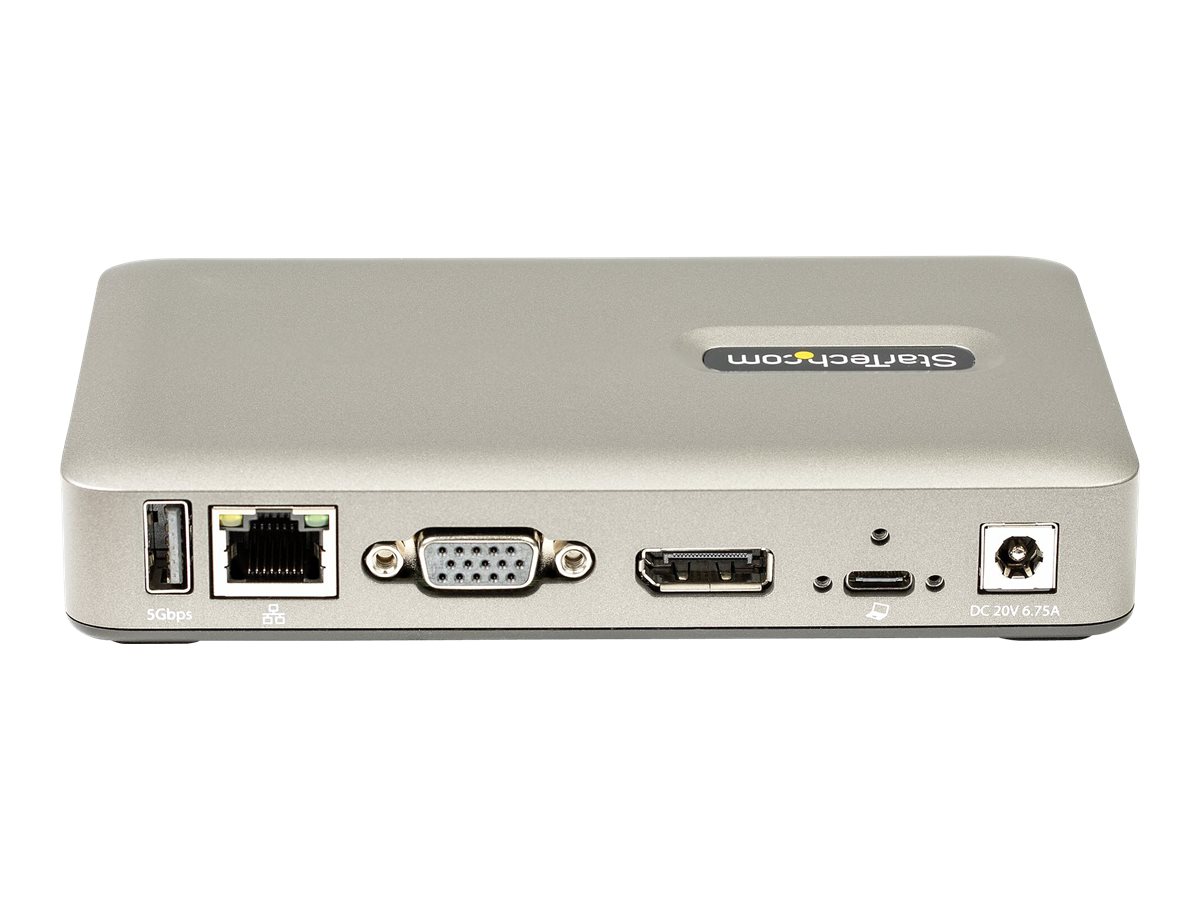 StarTech.com USB C Dock, USB-C to DisplayPort 4K 30Hz or VGA, Mini USB-C Laptop Docking Station with 65W Power Delivery Pass-Through Charging, 4-Port USB 3.1 Gen 1 Hub, GbE - Universal USB Type C Port Replicator (DKM30CHDPDUE)