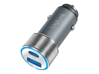 LogiLink Auto-Netzteil - 36 Watt - 3 A - PD 3.0 QC 3.0 - 2 Ausgabeanschlussstellen (USB 24 pin USB-C)