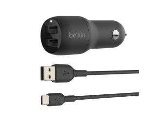 Belkin BoostCharge Dual Charger - Auto-Netzteil - 24 Watt - 4.8 A - 2 Ausgabeanschlussstellen (USB)