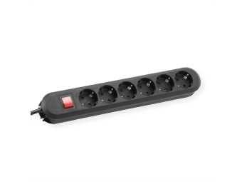 Bachmann Smart Steckdosenleiste 6x Schutzkontakt Schalter schwarz - Steckdosenleiste