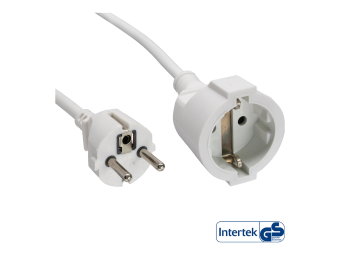 InLine Schutzkontakt-Verlängerungskabel - CEE 77 - H05VV-F3G1,5 - weiß - 1m