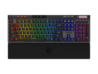 MSI STRIKE PRO - Tastatur - hintergrundbeleuchtet - kabellos - 2.4 GHz, Bluetooth, USB - Tastenschalter Kailh Midnight Pro Silent (hot-swappable)