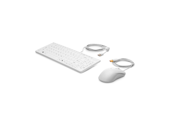 HP USB-Tastatur- und -Maus Healthcare Edition - Kabelgebunden - USB - Membran Key Switch - QWERTY - Weiß - Maus enthalten