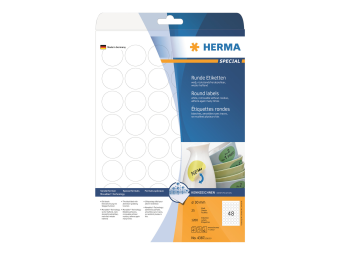 HERMA Special - Papier - matt - selbstklebend entfernbarer Klebstoff - weiß - 30 mm rund 1200 Etikett(en) (25 Bogen x 48)