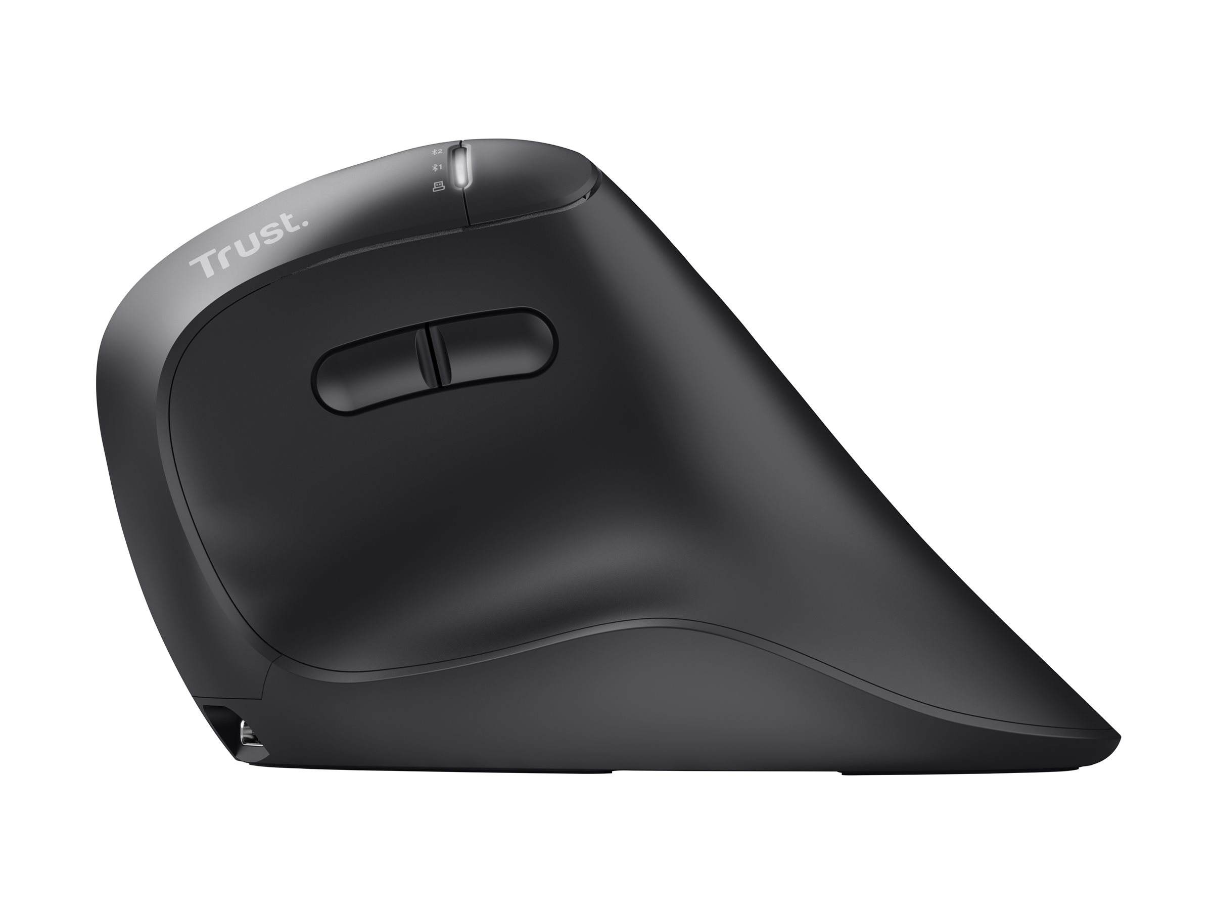 Trust Vyran - Vertikale Maus - ergonomisch - Für Rechtshänder - optisch - 8 Tasten - kabellos - 2.4 GHz, Bluetooth - kabelloser Empfänger (USB)