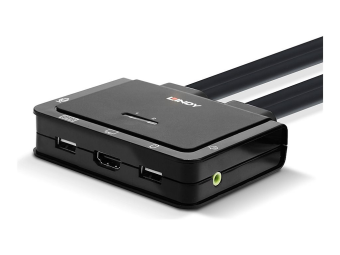Lindy 2 Port HDMI 2.0 USB 2.0 & Audio Cable KVM Switch