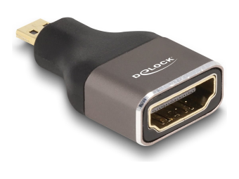 Delock Highspeed - HDMI-Adapter mit Ethernet - 19 pin micro HDMI Type D männlich zu HDMI weiblich - SchwarzGrau - unterstützt 8K 60 Hz (7680 x 4320)