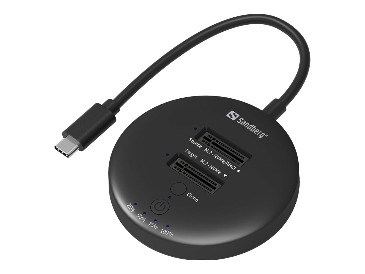 SANDBERG SSD-Dockingstation Schächte 2 - M.2 - M.2 NVMe Card - USB-C 3.2 (Gen 2)