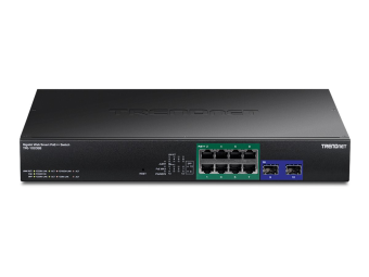 TRENDnet TPE-1020SB - Version v1.0R - Switch - Smart - 8 x Gigabit Ethernet + 2 x Gigabit SFP - an Rack montierbar - PoE++ (180 W)