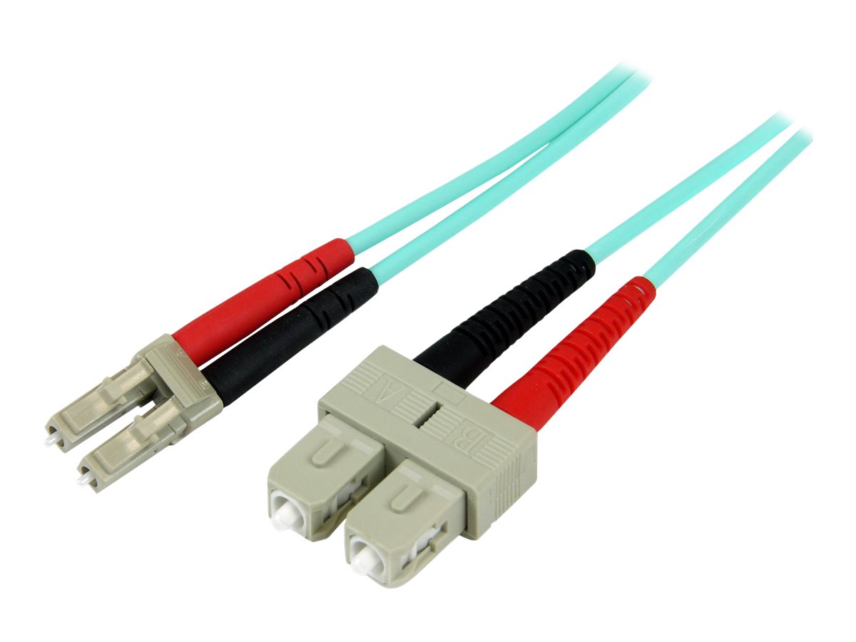 StarTech.com 2m Fiber Optic Cable - 10 Gb Aqua - Multimode Duplex 50125 - LSZH - LCSC - OM3 - LC to SC Fiber Patch Cable (A50FBLCSC2)