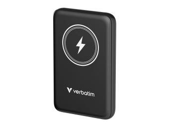 Verbatim Charge n Go - Induktive Power Bank - Magnethalterung - Li-Pol - 10000 mAh - 20 Watt - 2.4 A - Apple Fast Charge PD 3.0 QC 3.0 Apple 2.4A USB BC 1.2 (24 pin USB-C)